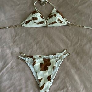 SHEIN Medium Cow Print Swim Suit